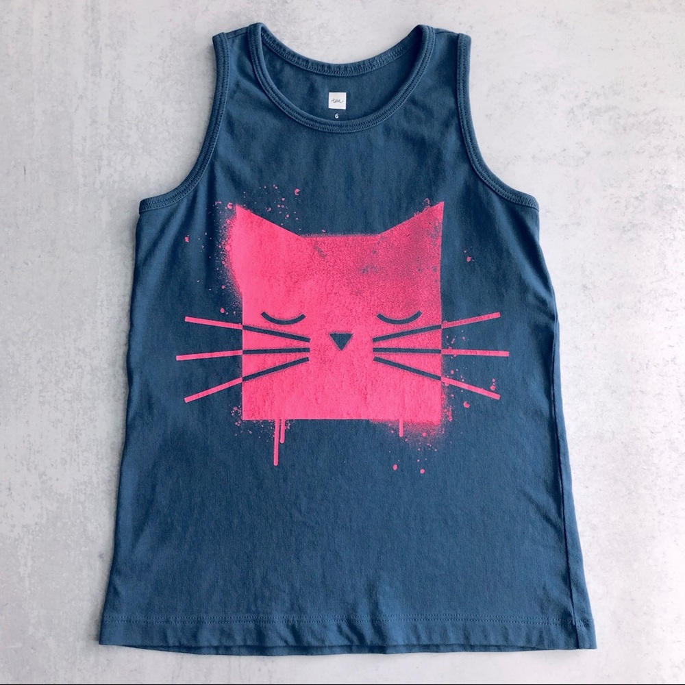 Tea Collection Girls’ Graffiti Cat Tank, Size 6